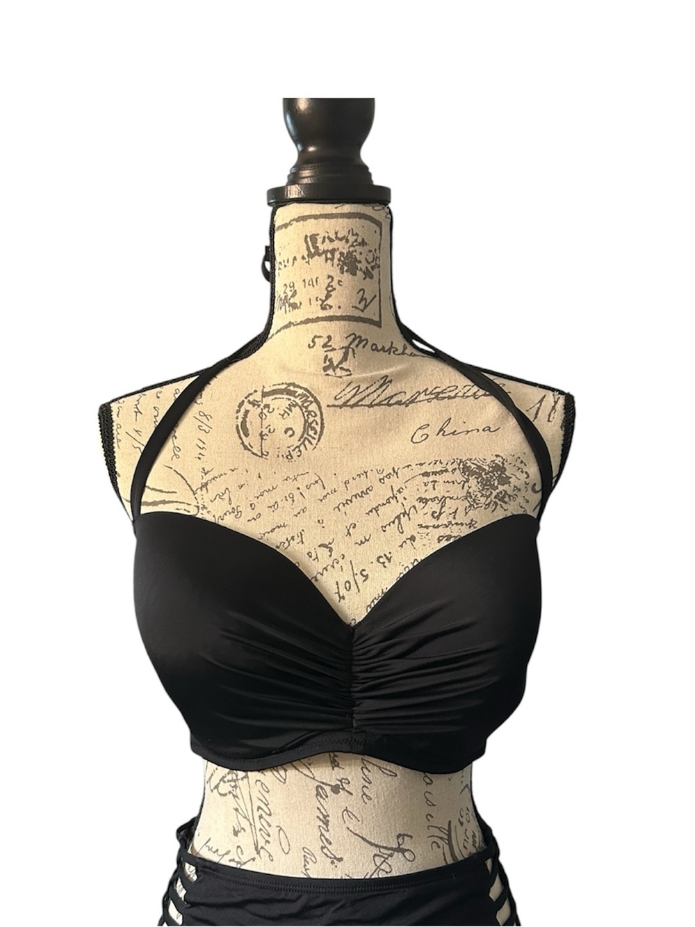 Black Halter Swim Bikini Top